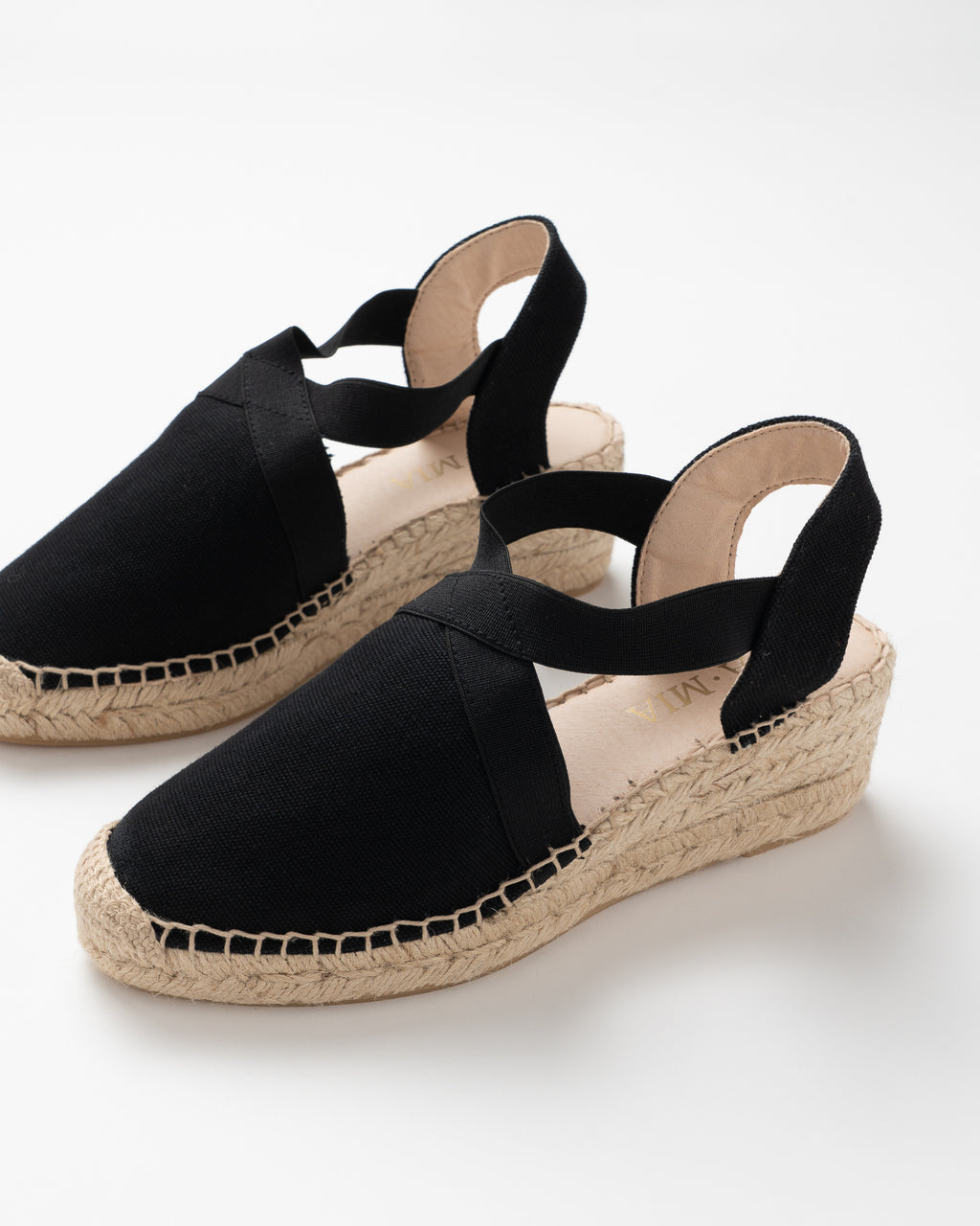 Black Espartina Low Wedge Espadrilles