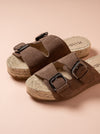 Brown Buckle double strap sandals