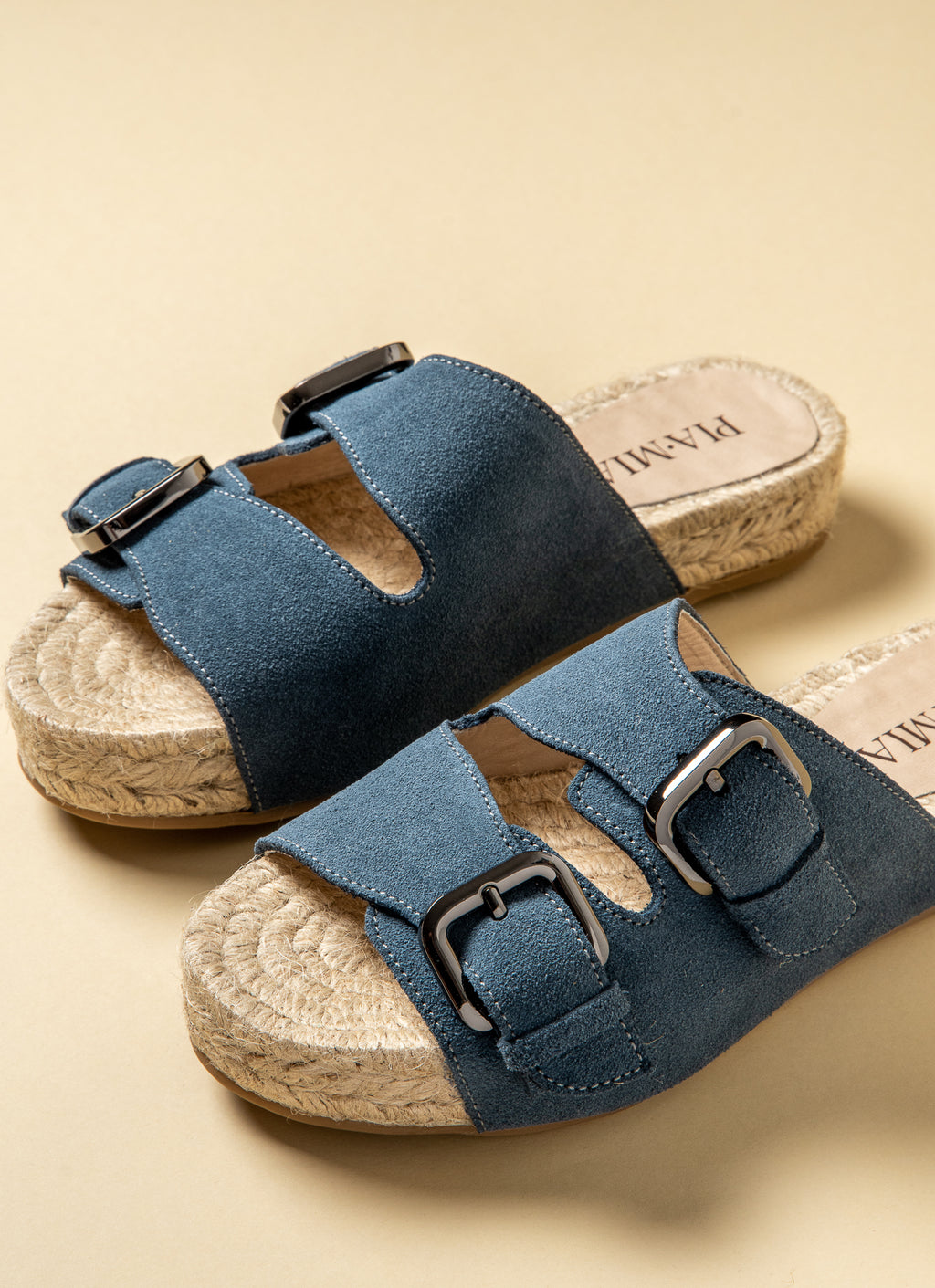 Blue Buckle double strap sandals
